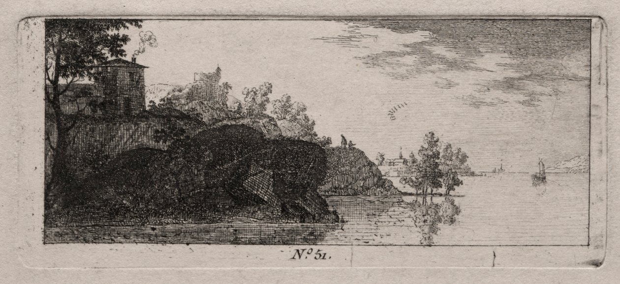 Casa de campo em um Rocky Promentory ao longo de um rio. de Antoine de Marcenay de Ghuy