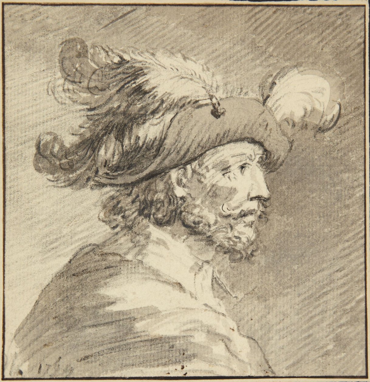 Perfil de um homem com chapéu de plumas de Antoine de Marcenay de Ghuy