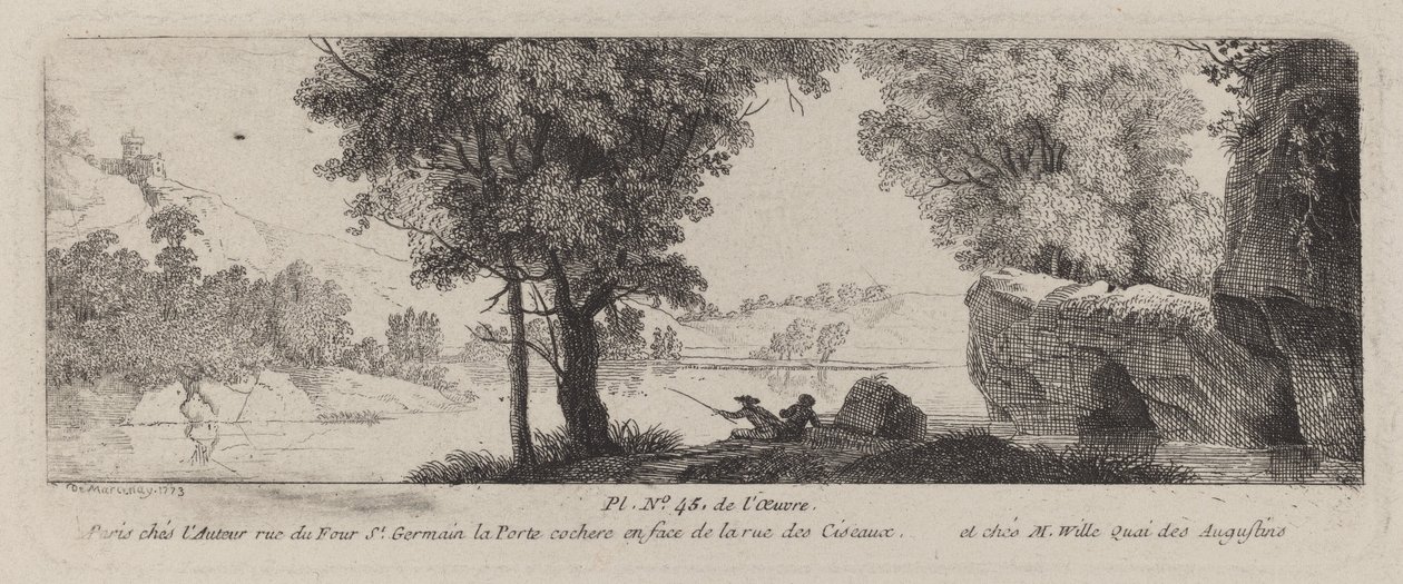 Paisagem do rio com um pescador de Antoine de Marcenay de Ghuy