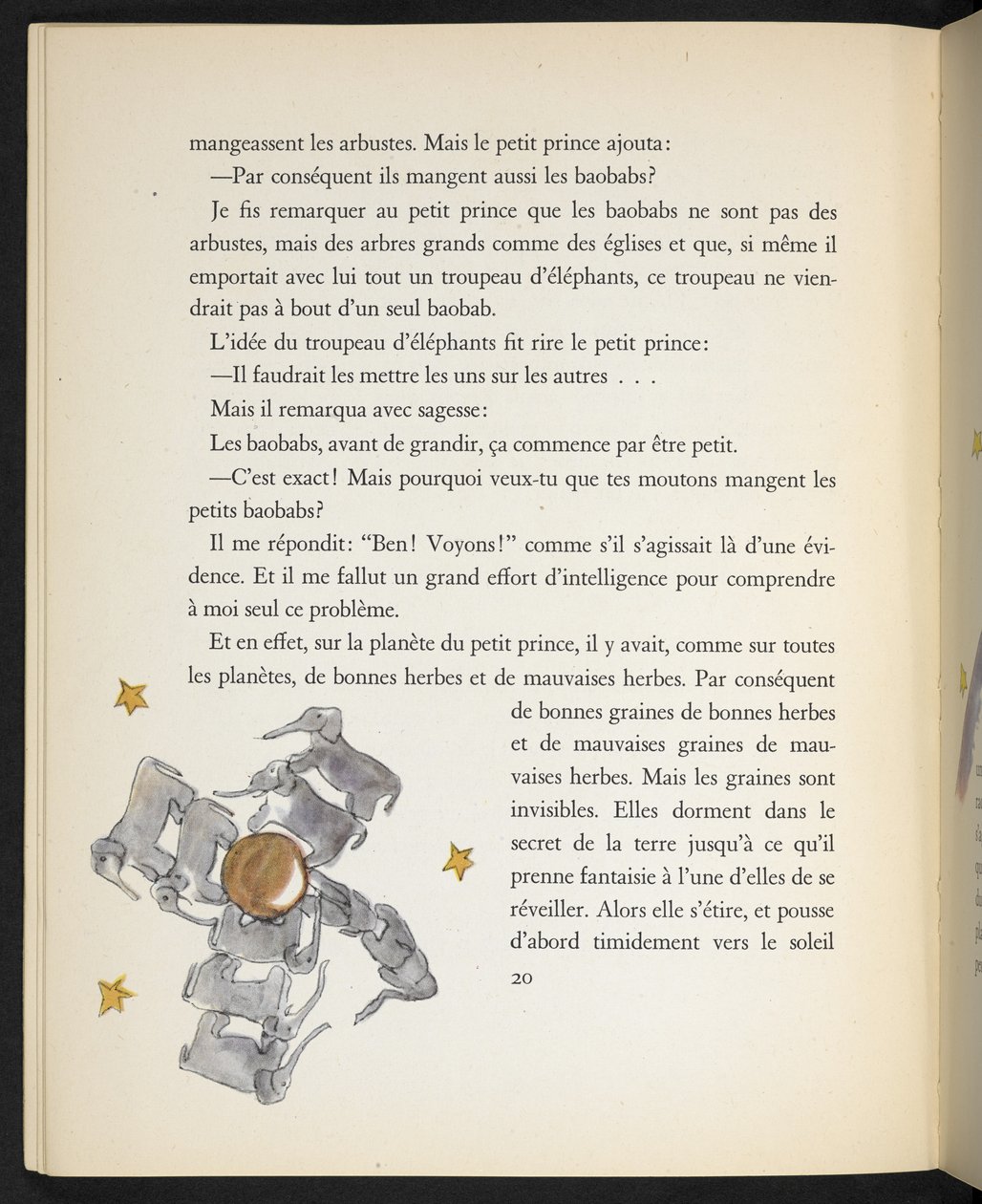 Elefantes, ilustração de "O Pequeno Príncipe", de Antoine de Saint-Exupéry de Antoine de Saint Exupery