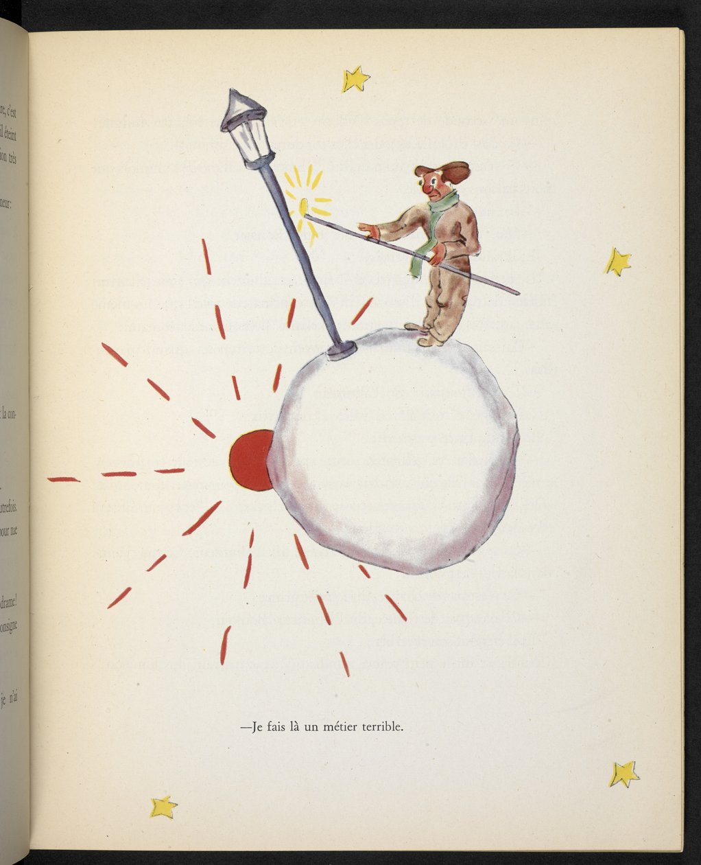 Estou a fazer um péssimo trabalho, ilustração do Lamplighter de "O Pequeno Príncipe", de Antoine de Saint-Exupéry de Antoine de Saint Exupery