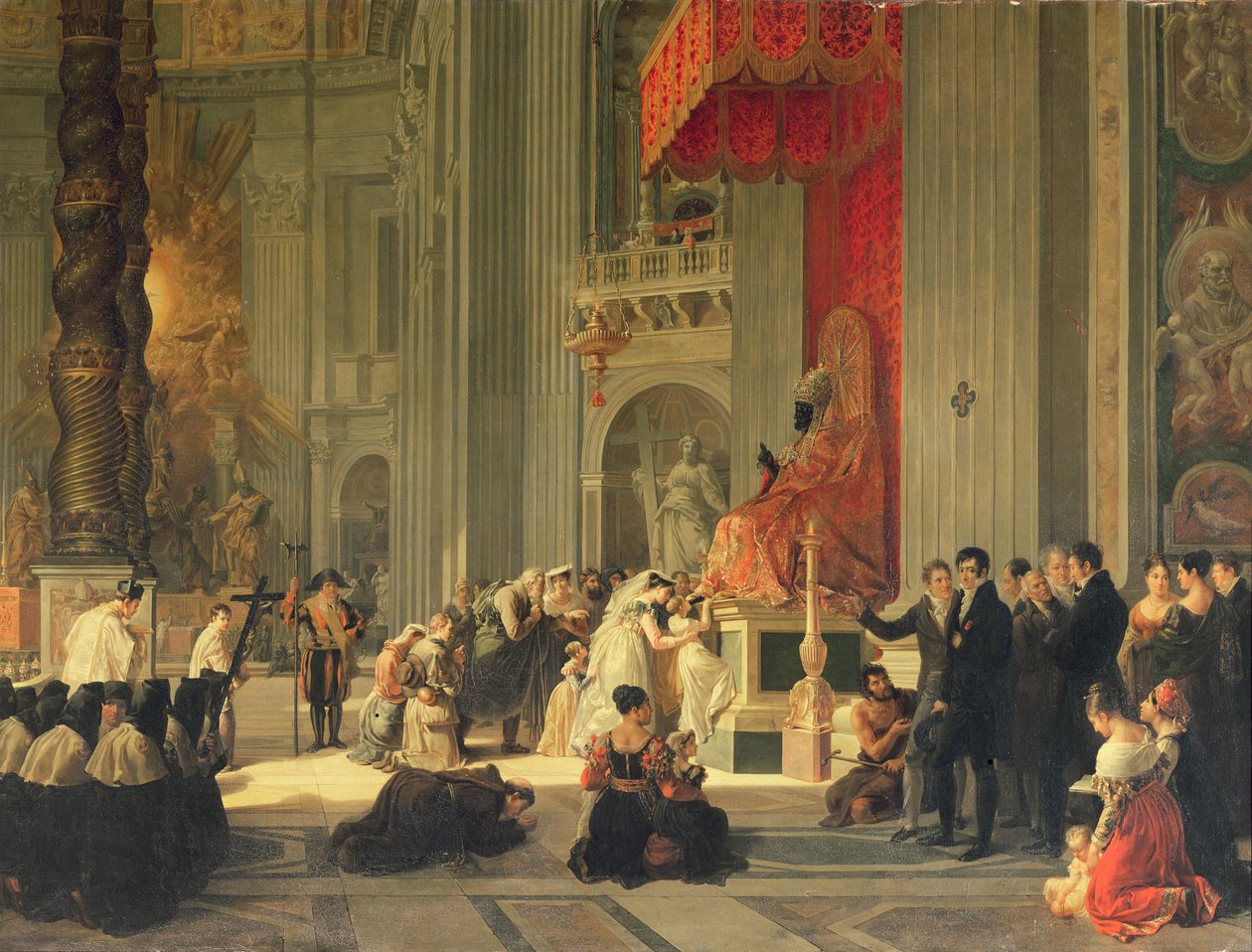 Beijando os Pés da Estátua de São Pedro em São Pedro, Roma, 1812 de Antoinette Cecile Hortense Lescot Haudebourt