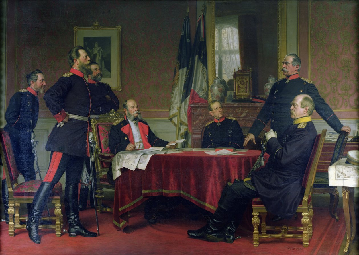 Discussão de uma estratégia de guerra em Versalhes, 1900 de Anton Alexander von Werner