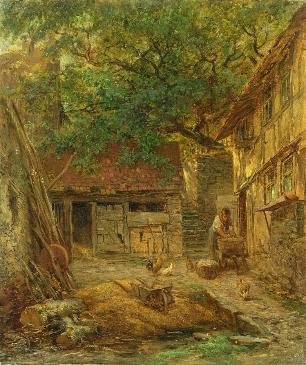Um pátio da fazenda, 1862 de Anton Burger