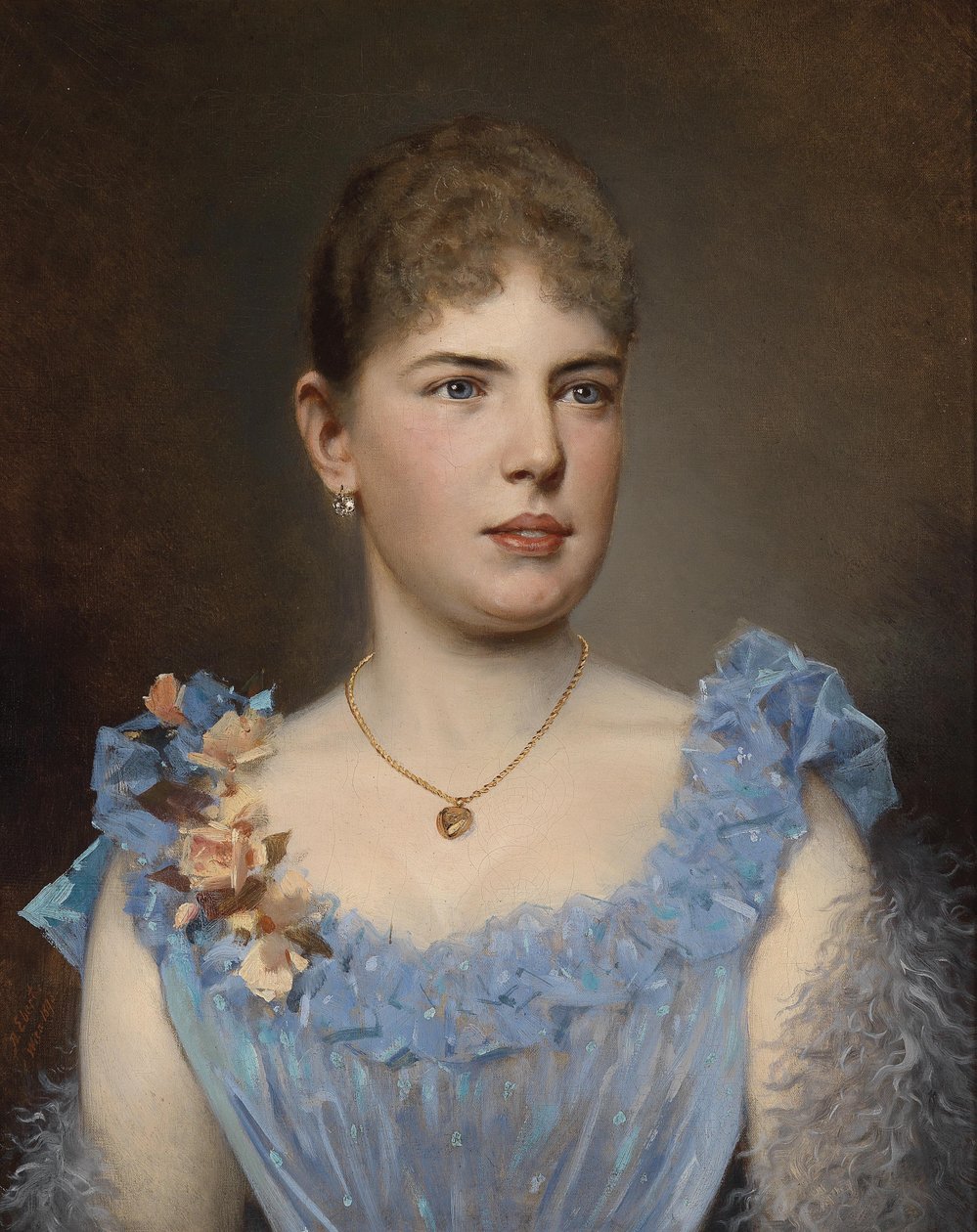 Retrato, de, um, senhora, em, um, vestido azul de Anton Ebert