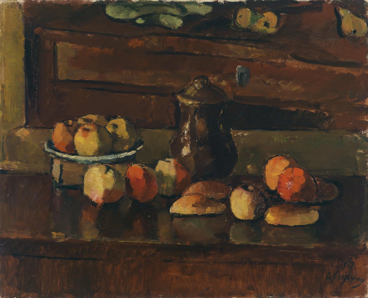 Fruta ainda vida com jarro 1915 de Anton Faistauer