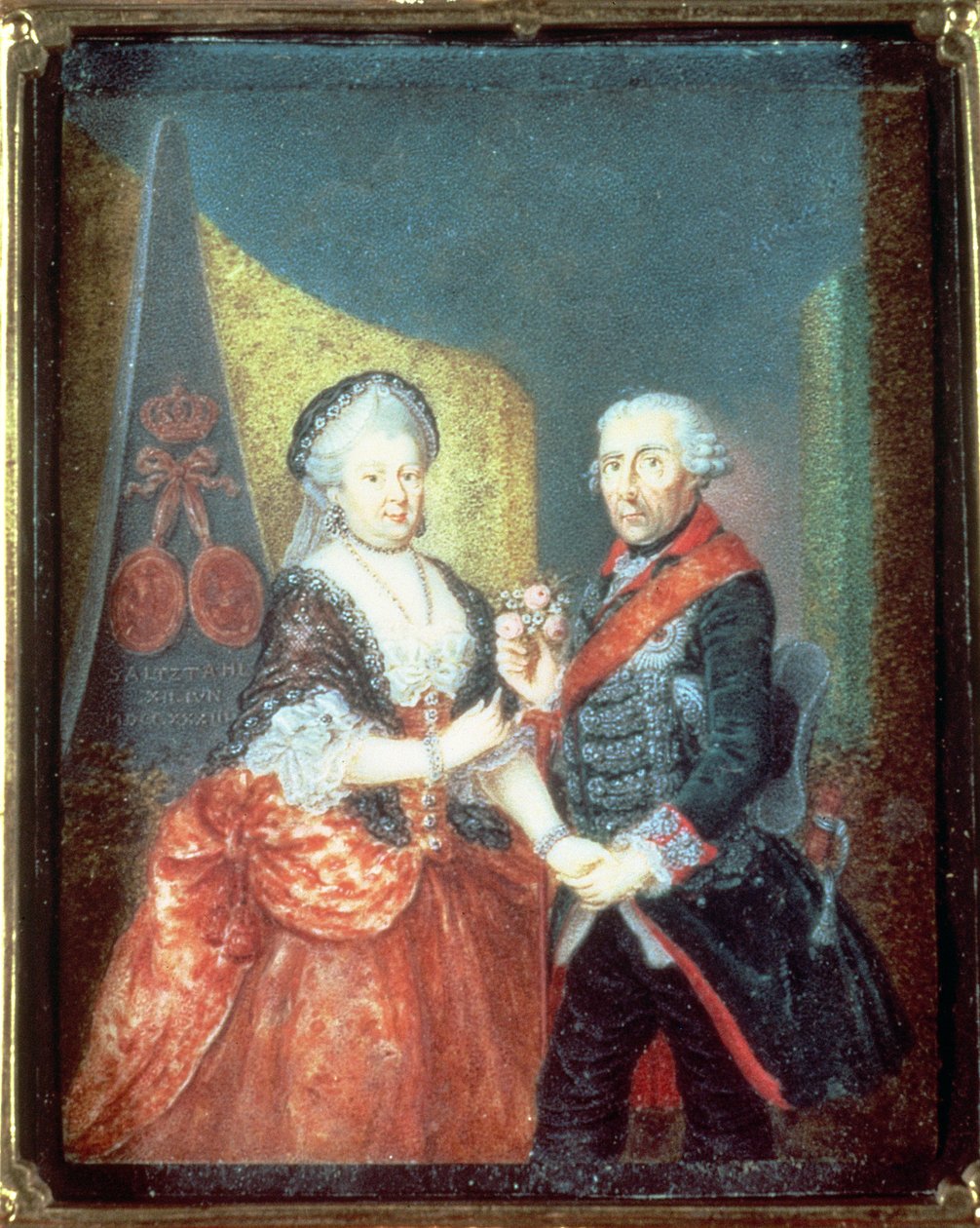 Rei Frederico II e sua esposa, Elizabeth Christine, 1758 de Anton Friedrich Konig