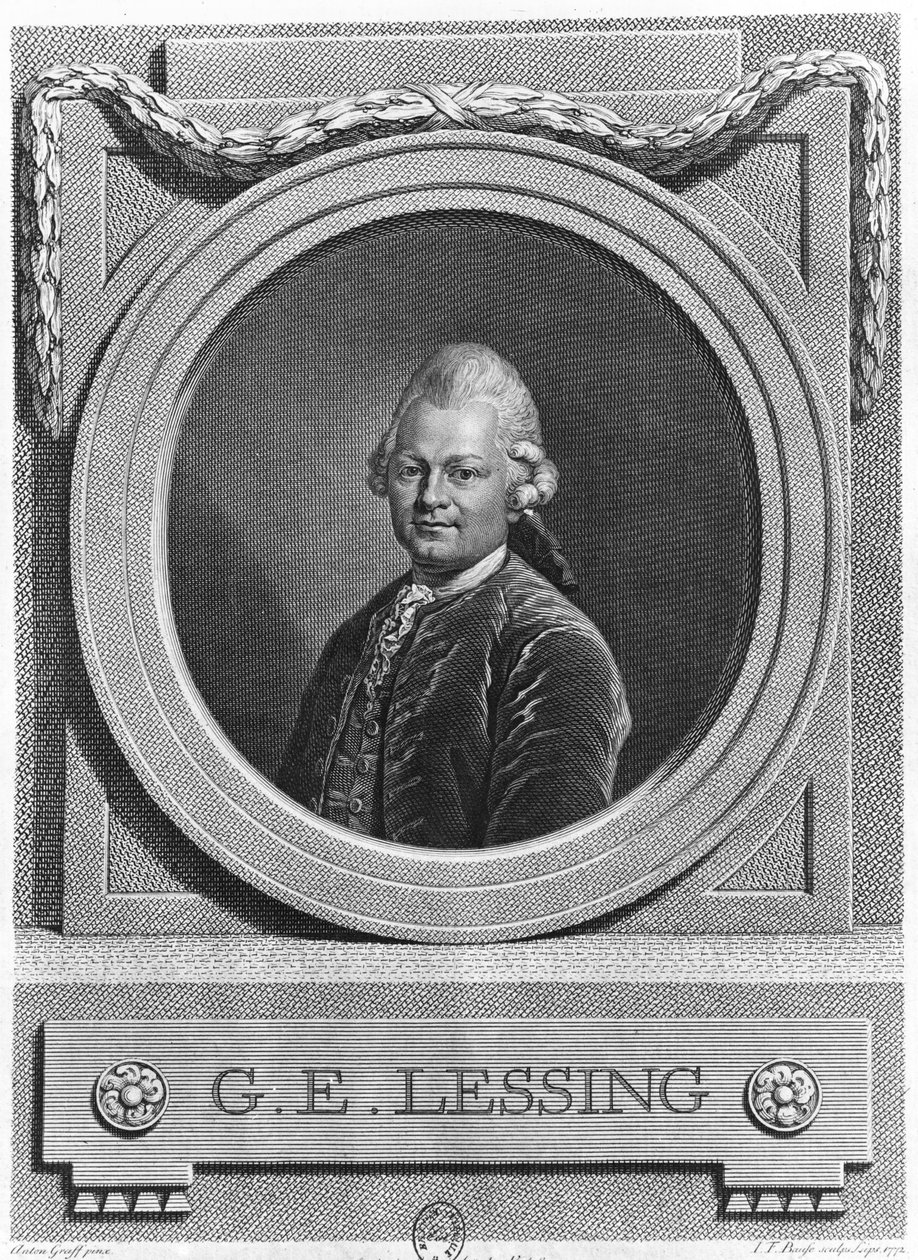Retrato de Gotthold Ephraim Lessing (1729-81) gravado por Johann Friedrich Bause (1738-1814) 1772 de Anton Graff