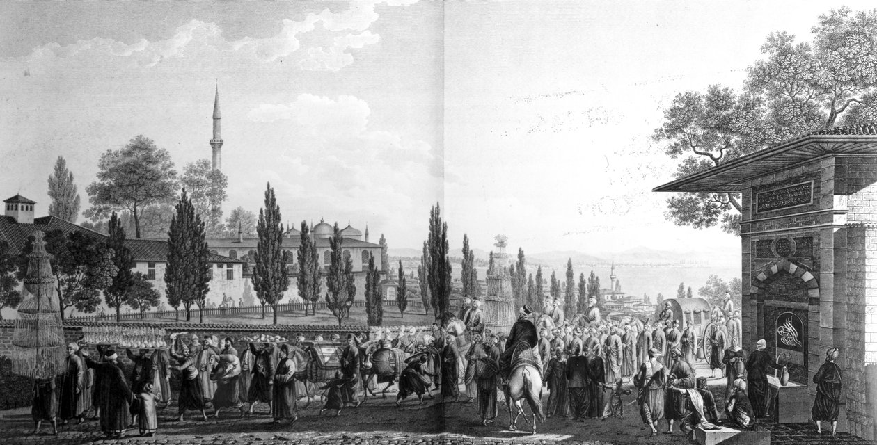 Cerimônia de um casamento turco, de &39;Viagem pitoresca de Constantinopla e as margens do Bósforo&39;, 1819 de Anton Ignaz Melling