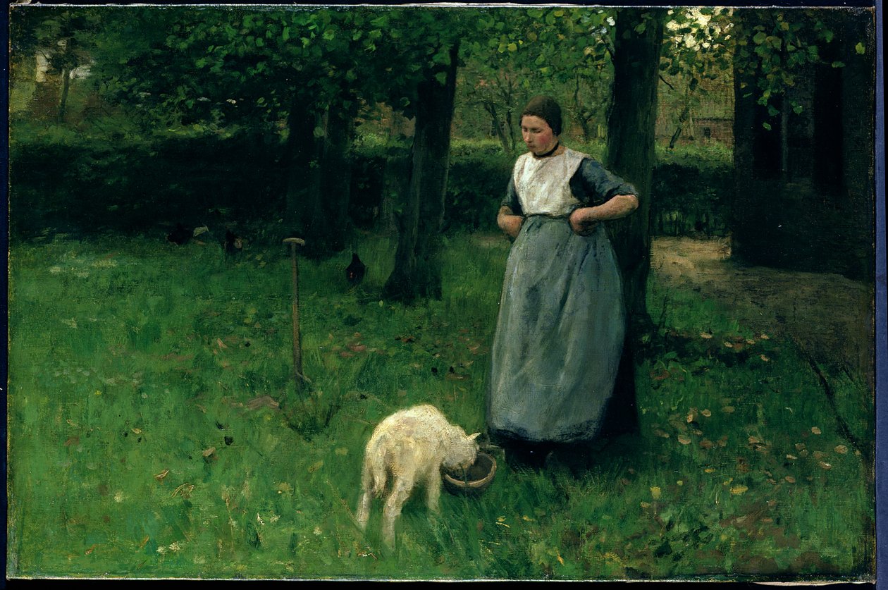 Larener mulher com uma cabra, c.1885 de Anton Mauve