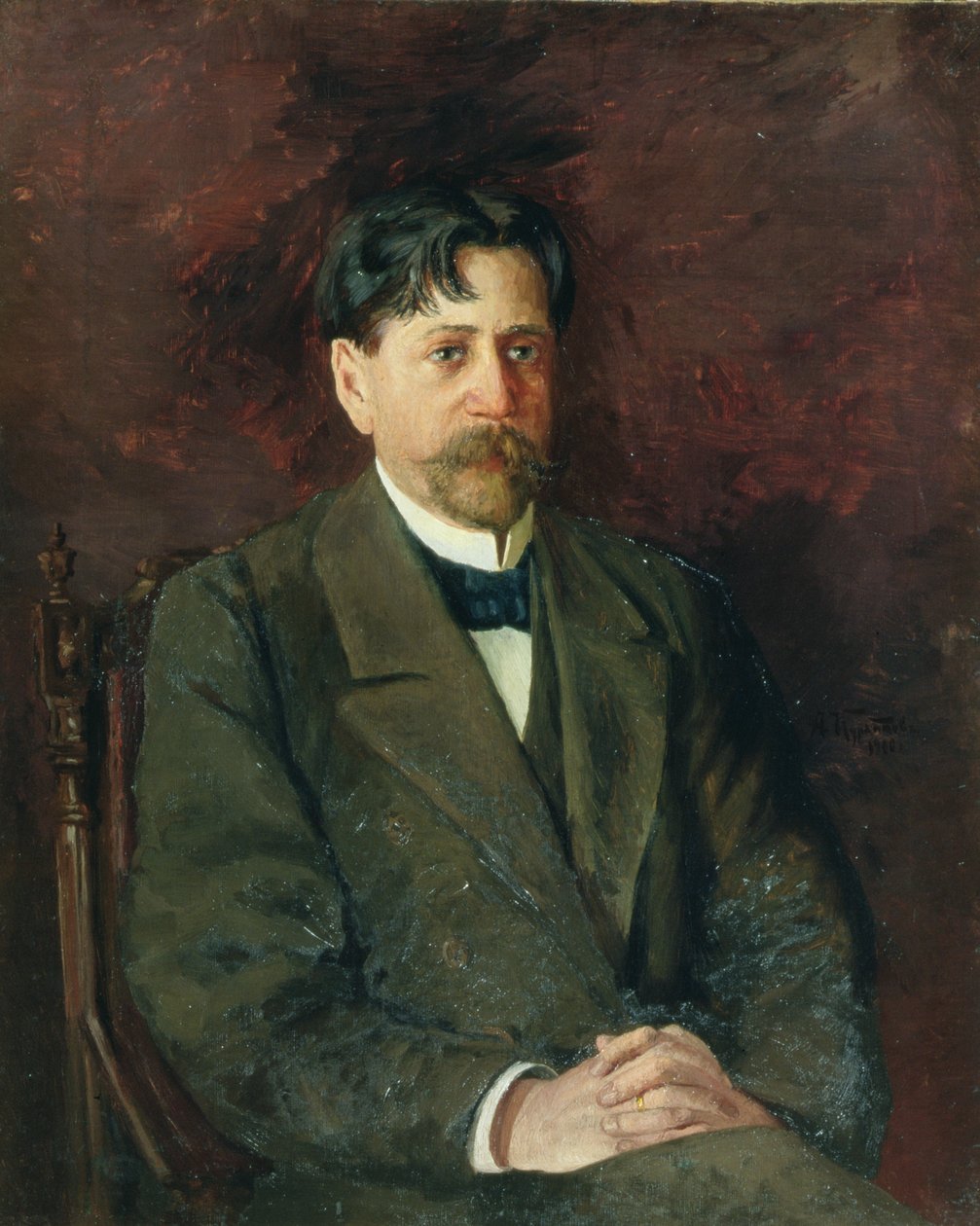 Retrato do poeta Innokenty Annensky (1856-1909), 1904-09 de Anton Nikolayevich Kurbatov