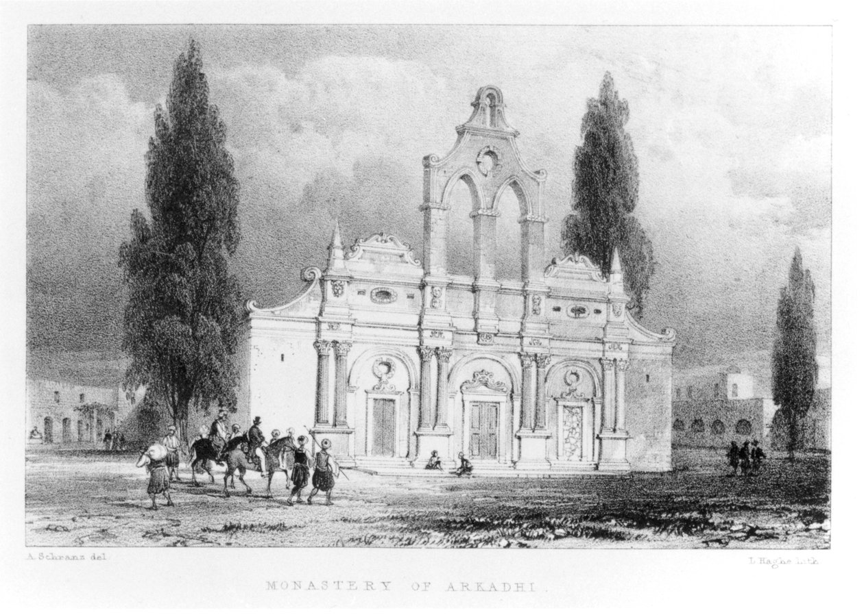 Mosteiro de Arkadhi, Creta, de &39;Viagens em Creta&39; por Pashley, gravada por Louis Haghe (1806-1885) 1837 de Anton Schranz