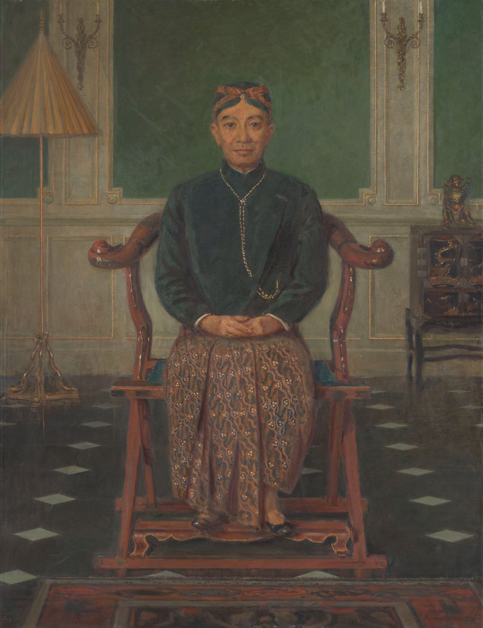 Retrato de Pangeran Ario Soejono, ministro sem pasta no gabinete de guerra em Londres de Anton Abraham van Anrooy