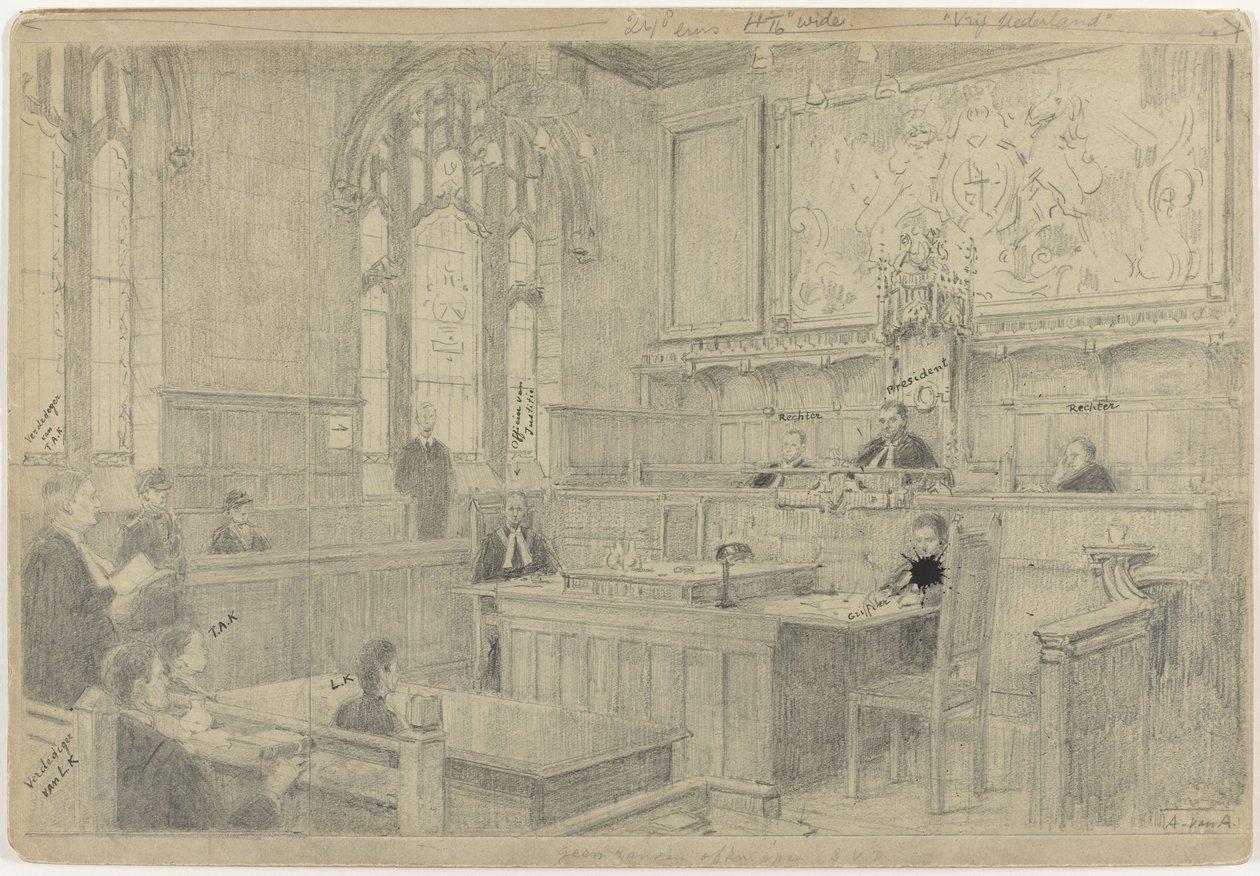 Estudo de toda a composição para a pintura (inacabada) da corte holandesa em Londres, junho de 1942 de Anton Abraham van Anrooy