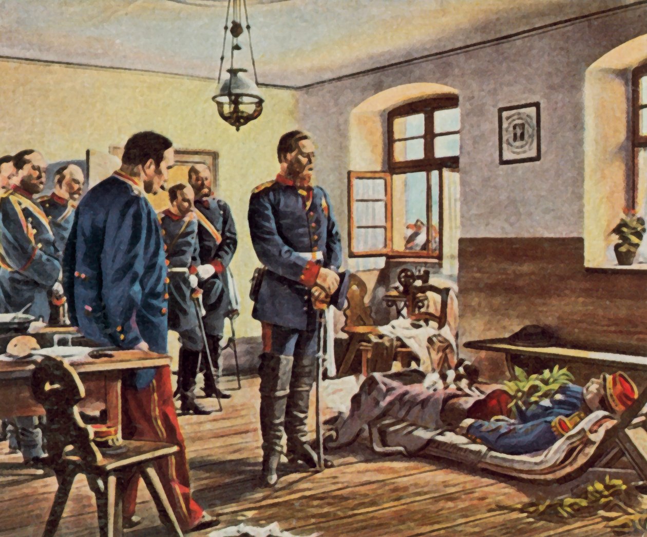 O príncipe herdeiro Friedrich Wilhelm junto ao corpo do general Douay, 4 de agosto de 1870 (litografia a cores melhorada) de Anton Alexander von (after) Werner