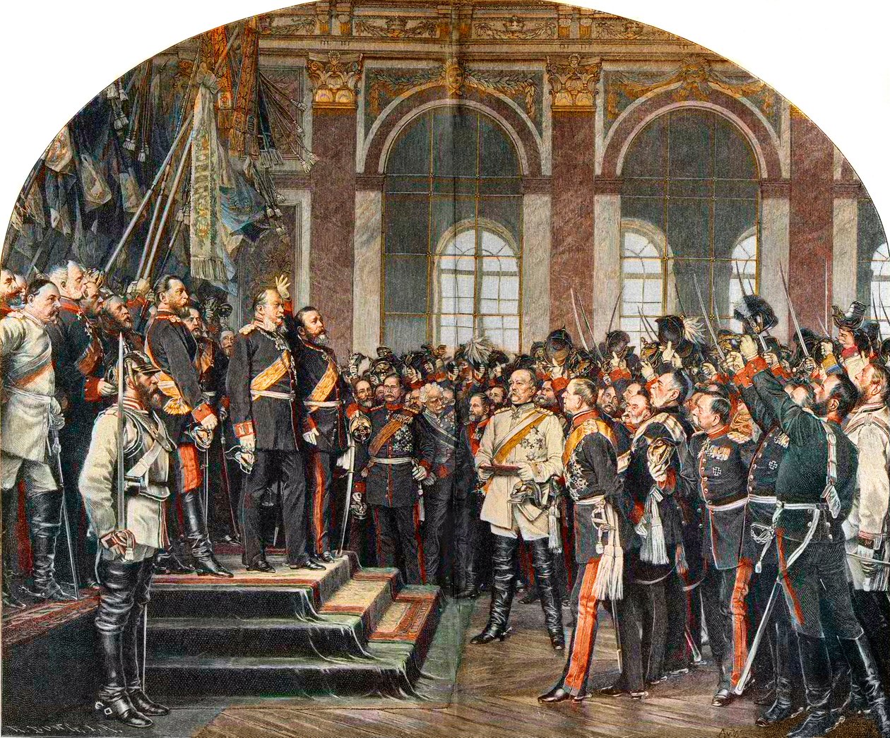 A Proclamação do Império Alemão na Galerie des Glaces em Versalhes de Anton Alexander von (after) Werner