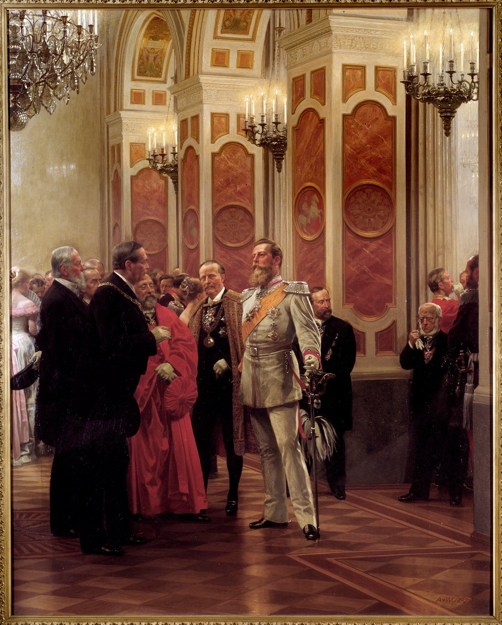O Kronprinz William da Prússia (1882-1951) no baile do campo (óleo sobre tela) de Anton Alexander von Werner