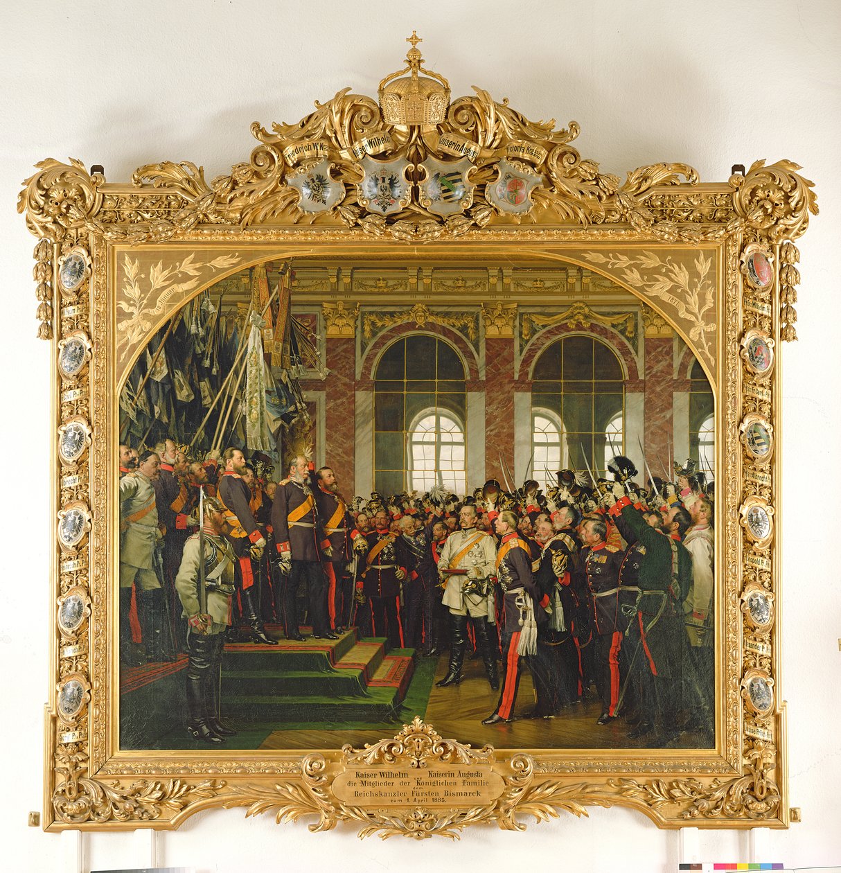 A Proclamação de Wilhelm como Kaiser do novo Reich Alemão, no Salão dos Espelhos de Versalhes em 18 de janeiro de 1871, pintado em 1885 (ver também 153620) de Anton Alexander von Werner