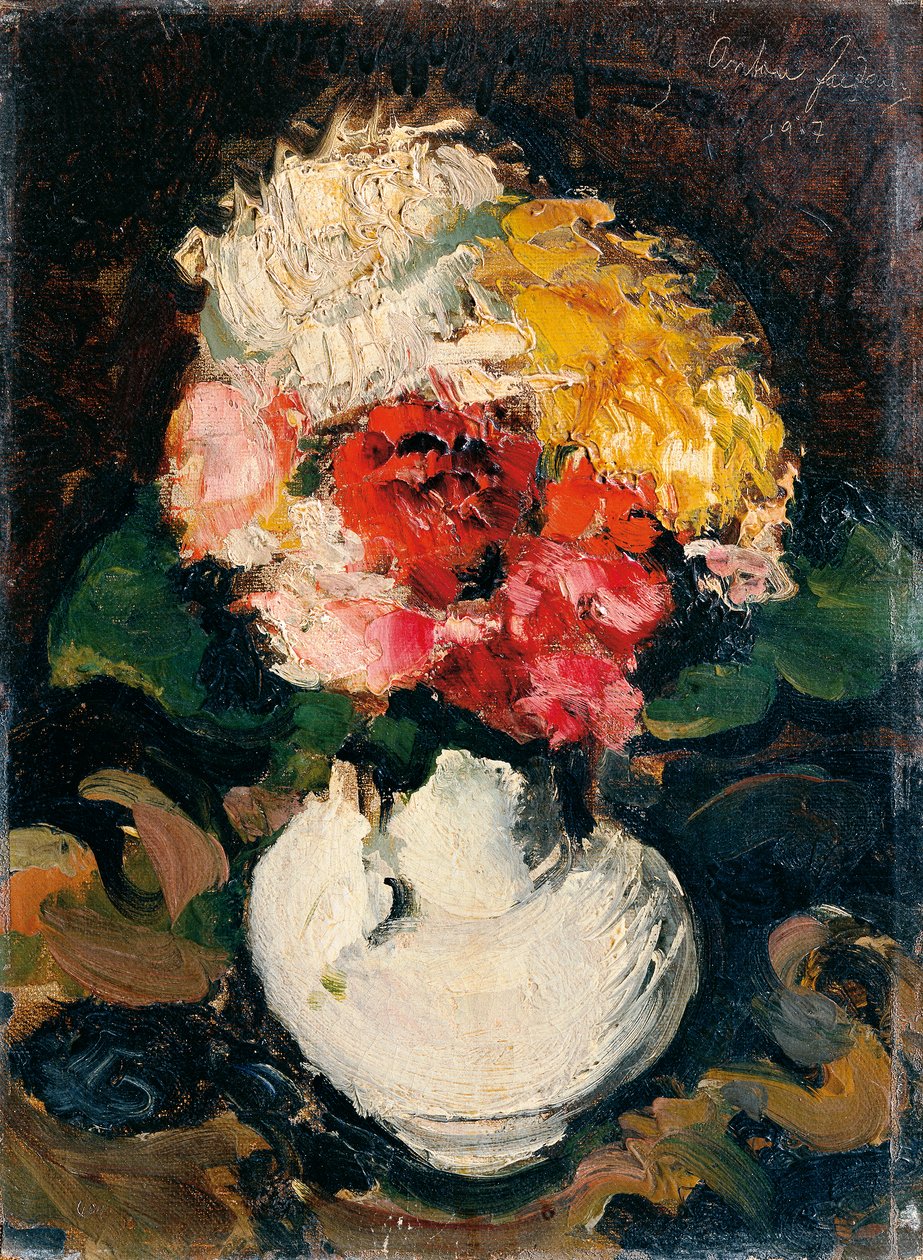 Flor de bouquet em vaso branco de Anton Faistauer