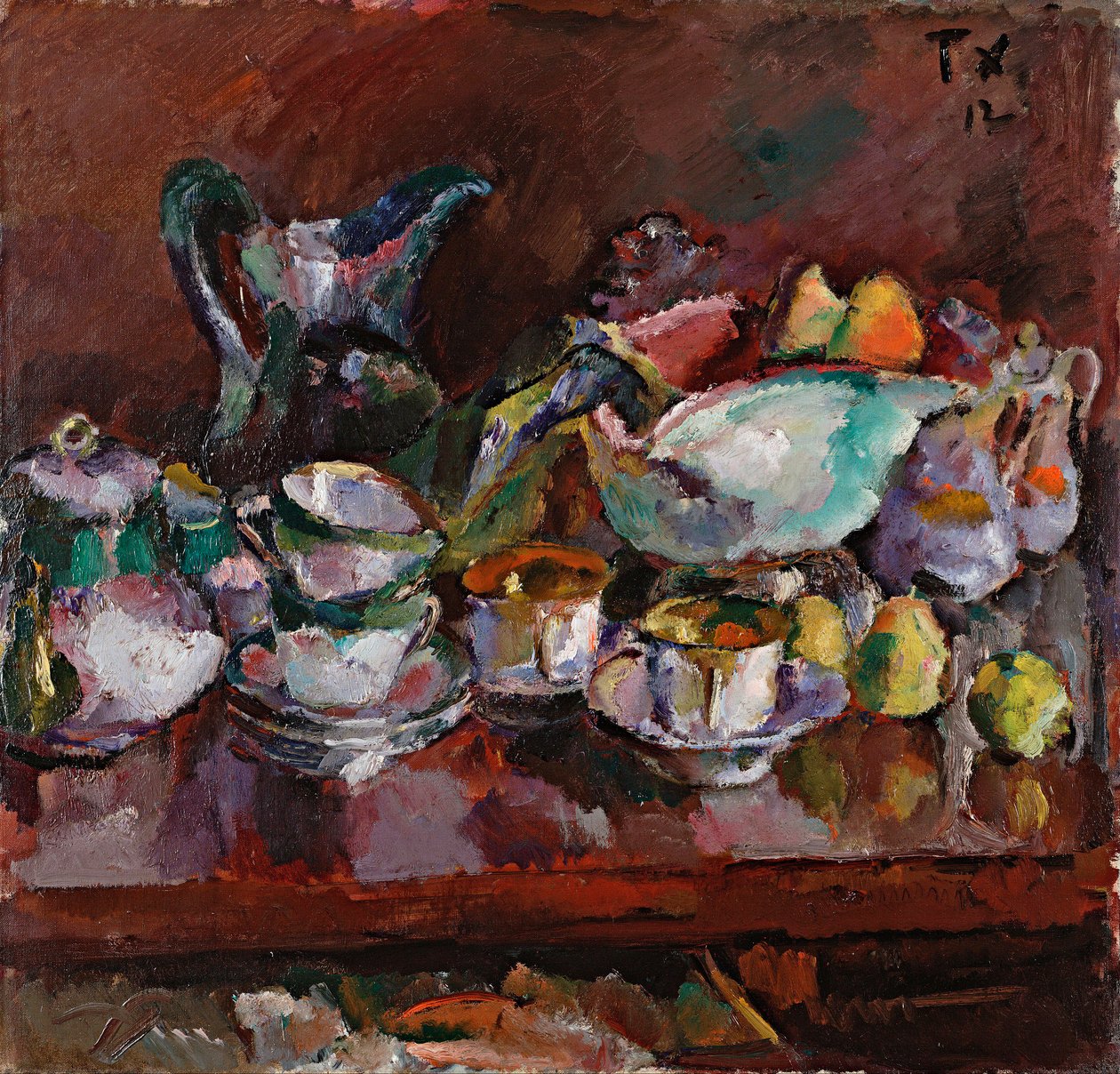 Natureza morta com xícaras de café - Pintura de Anton Faistauer (1887-1930) de Anton Faistauer