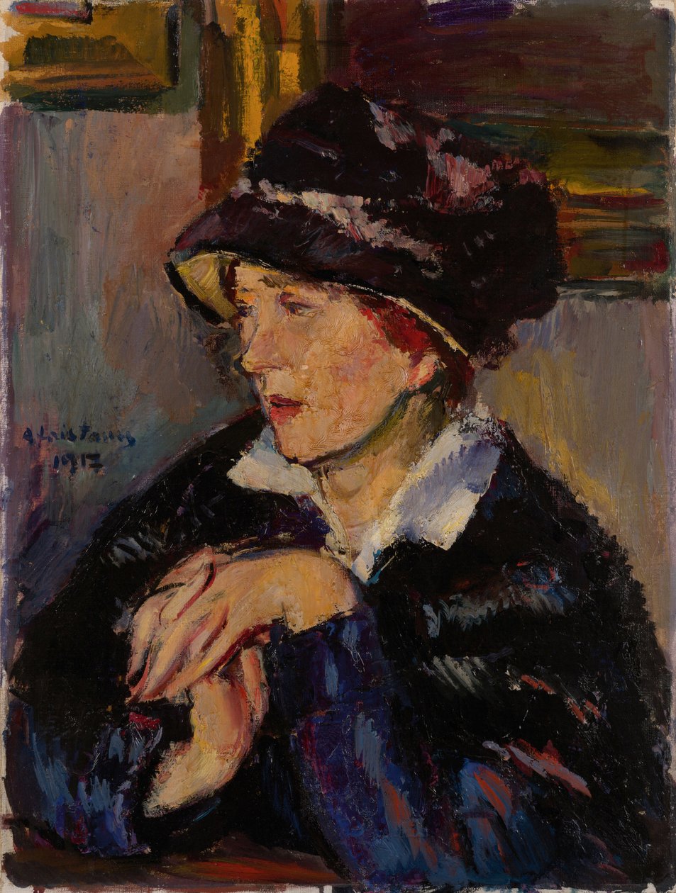 Mulher com um chapéu escuro, 1917 de Anton Faistauer