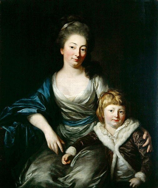 Johanna Amalie, Condessa Senfft von Pilsach com seu filho Henry (óleo sobre tela) de Anton Graff