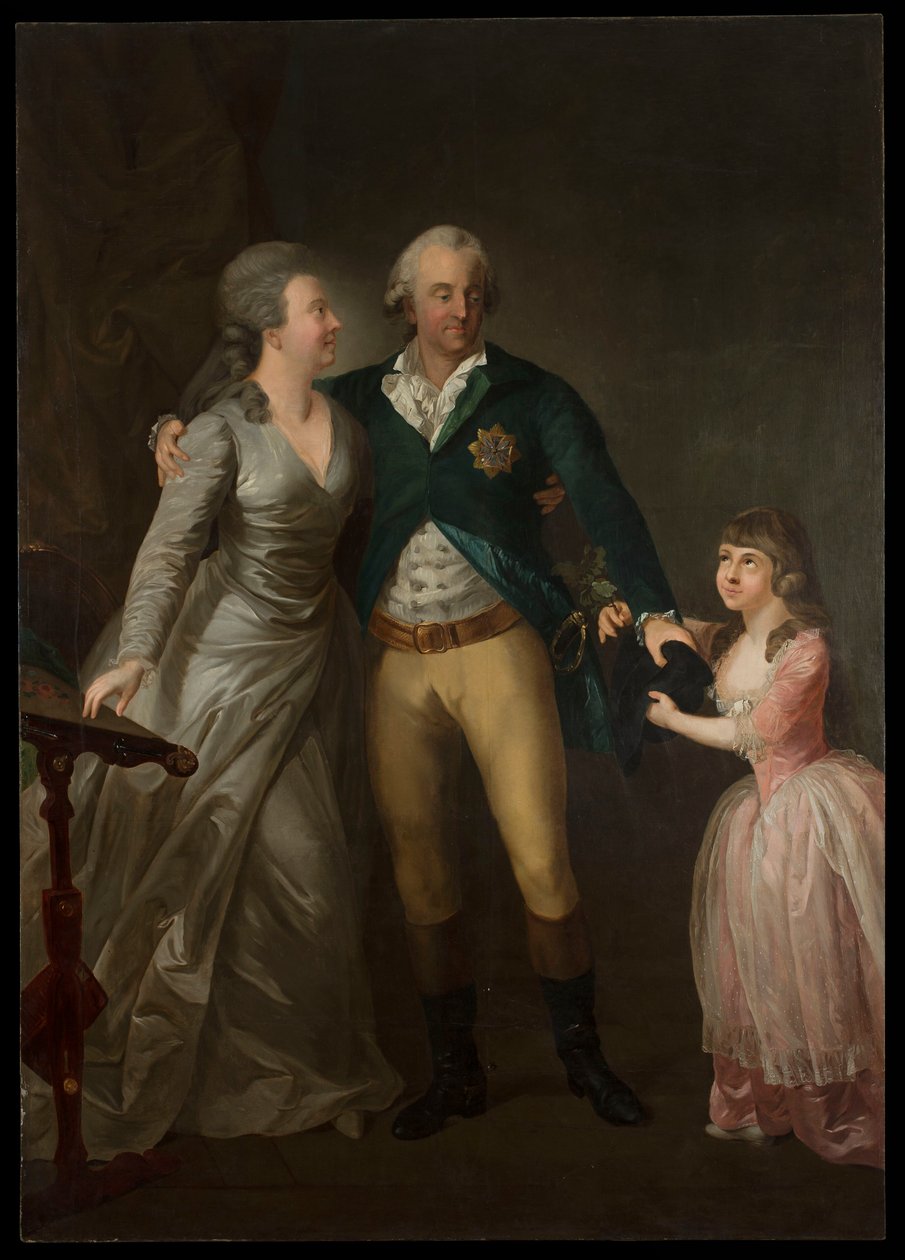Retrato do príncipe Carlos Augusto da Saxónia com a esposa Sofia e a filha de Anton Graff