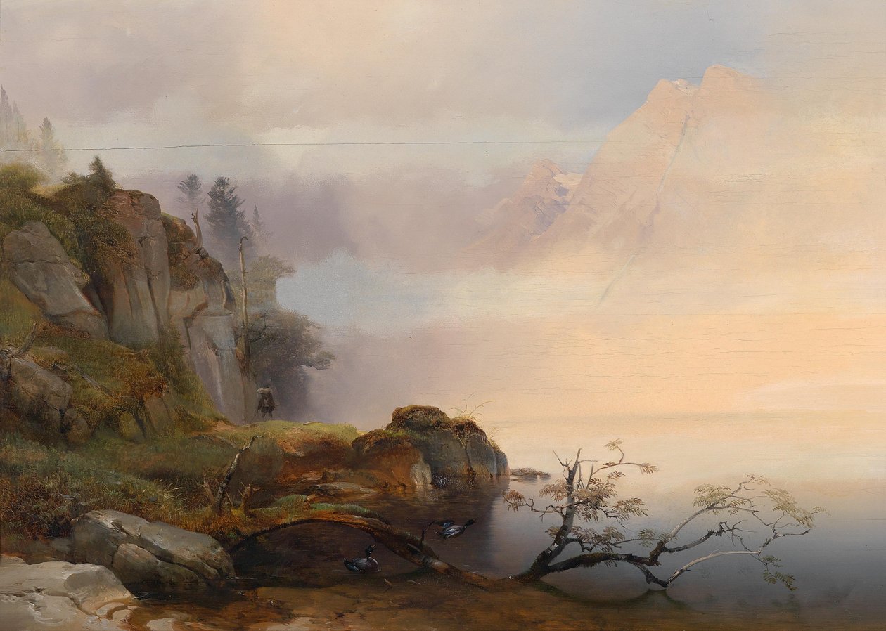 Anton Hansch Atmosfera de outono no lago 1846 de Anton Hansch