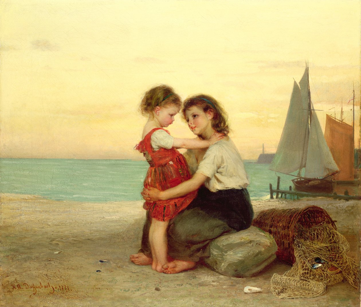 Irmãs na praia, 1871 de Anton Heinrich Dieffenbach