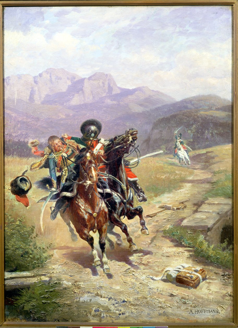 Um encontro de cavalaria durante a batalha de Solferino, 24 de junho de 1859 de Anton Hoffmann