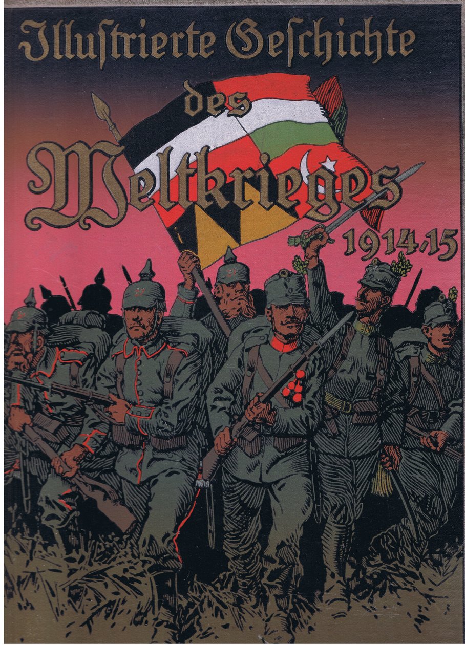 Design da capa, da publicação The Illustrated History of the World War 1914-1915. por Union Berlagsefellfchaft, 1922 vol. 3 de Anton Hoffmann