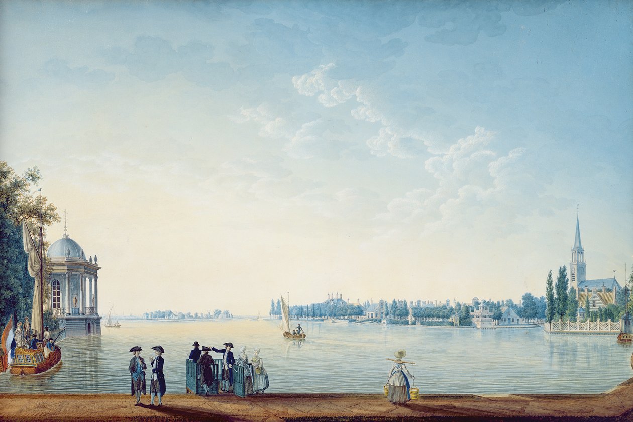 Havenrak para Broek em Waterland, ou a cidade de Zwolle nas margens do Ijssel na Holanda, 1814 de Anton Ignaz Melling