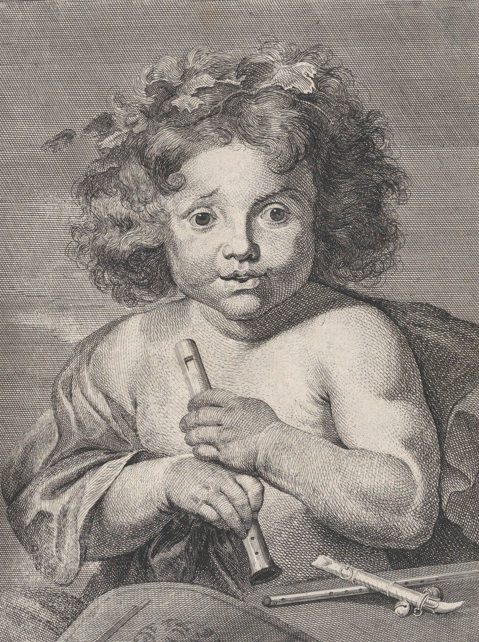 O Jovem Baco, segurando uma flauta, 1728. de Anton Joseph von Prenner