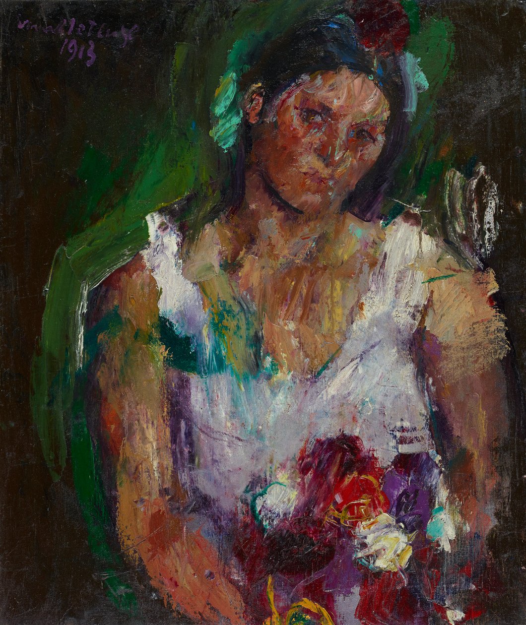 A esposa do artista com flores de Anton Kolig