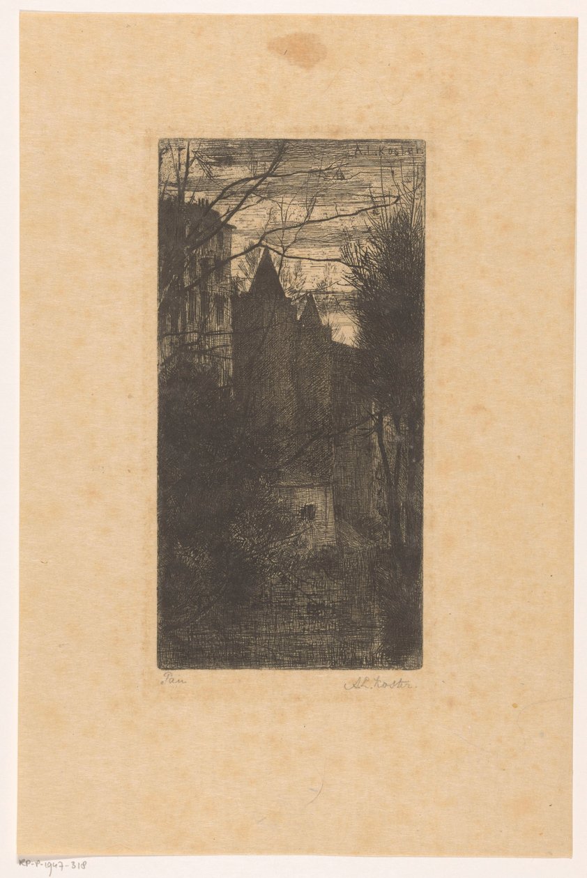 Castelo de Pau ao anoitecer de Anton L. Koster (signed by artist)