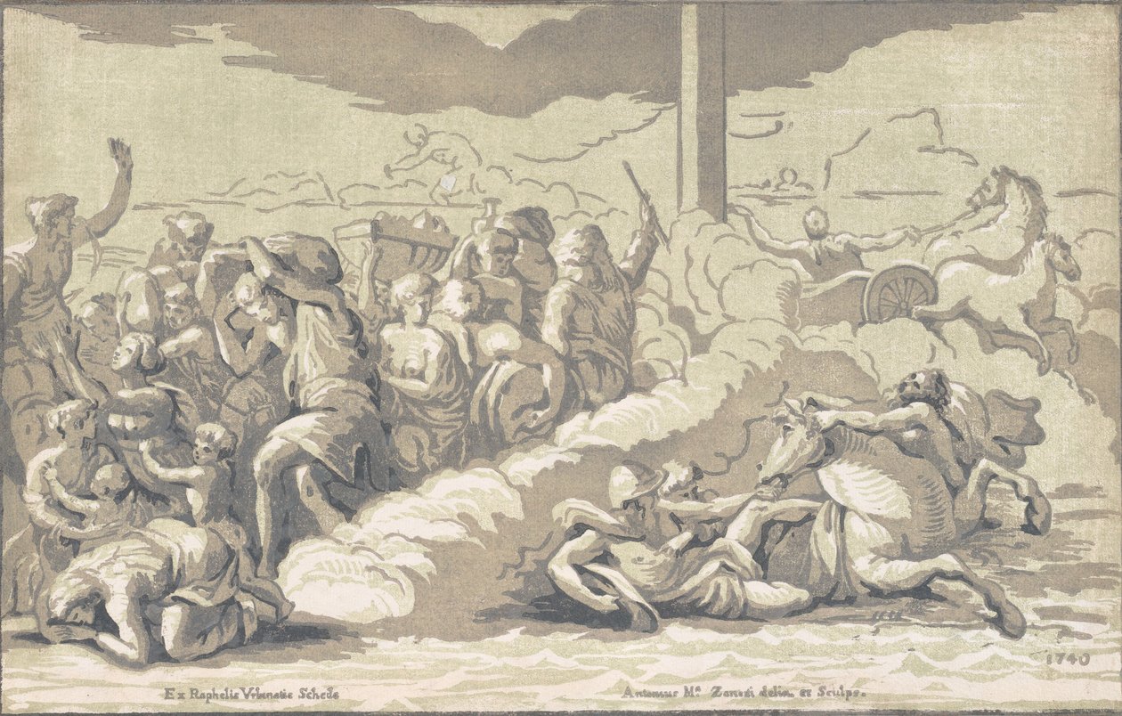 Os israelitas cruzando o Mar Vermelho, ca. 1740. de Anton Maria Zanetti