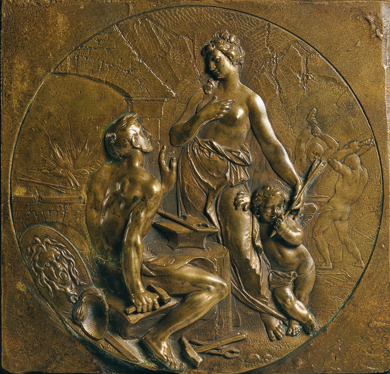Vénus com Cupido na forja do vulcão de Anton Matthias Josef Domanek