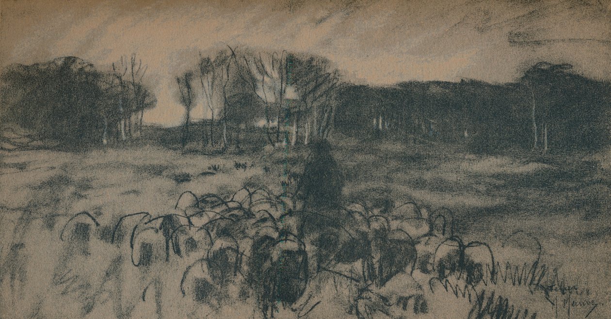 Esboço de um pastor e seu rebanho, século XIX de Anton Mauve