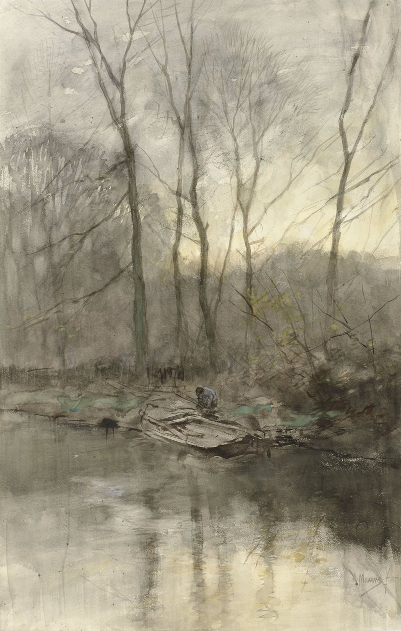 Borda da floresta na água de Anton Mauve