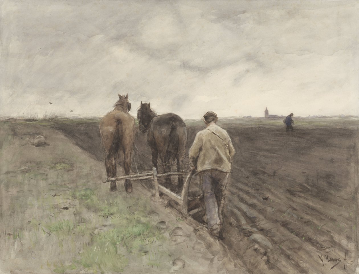 Agricultor por detrás da charrua de Anton Mauve