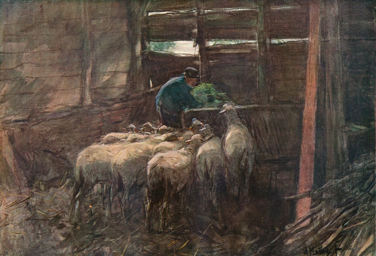Interior de um celeiro, século XIX de Anton Mauve