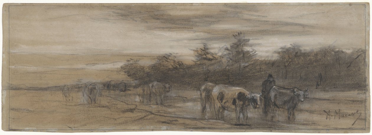 Vacas à noite de Anton Mauve