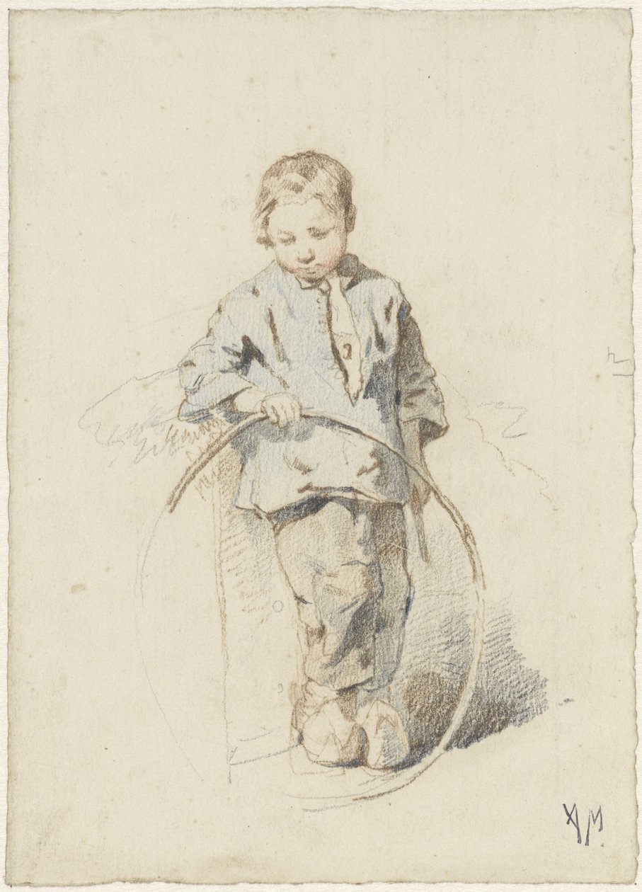 Menino de pé com um aro de Anton Mauve