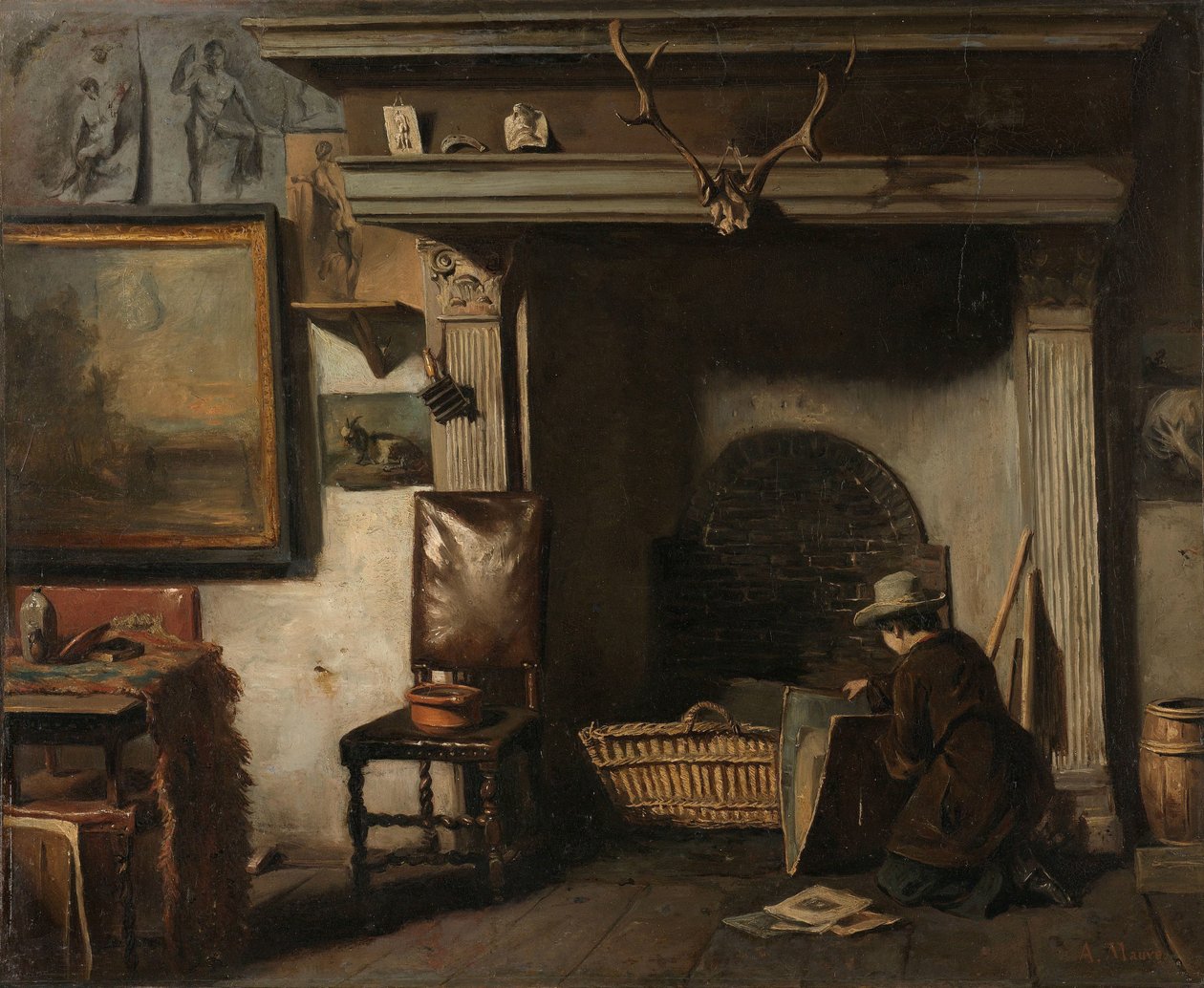O estúdio do pintor de Haarlem Pieter Frederik van Os O estúdio do pintor de Haarlem Pieter Frederik van Os de Anton Mauve