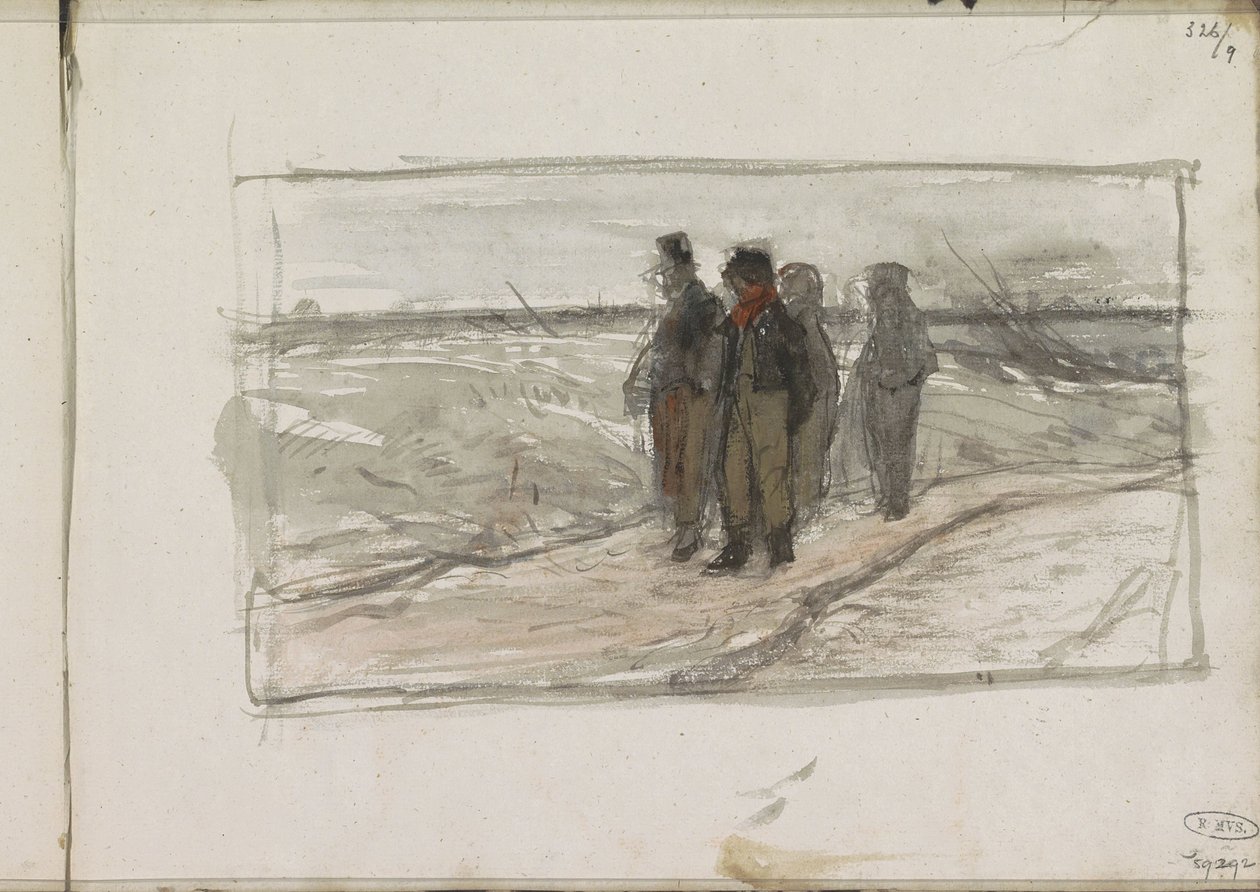 Quatro homens em um caminho de Anton Mauve