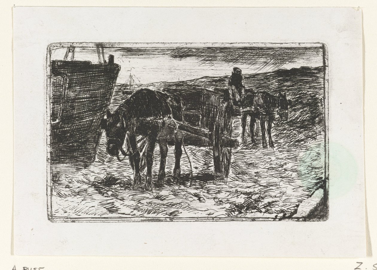 Carruagens na praia de Anton Mauve