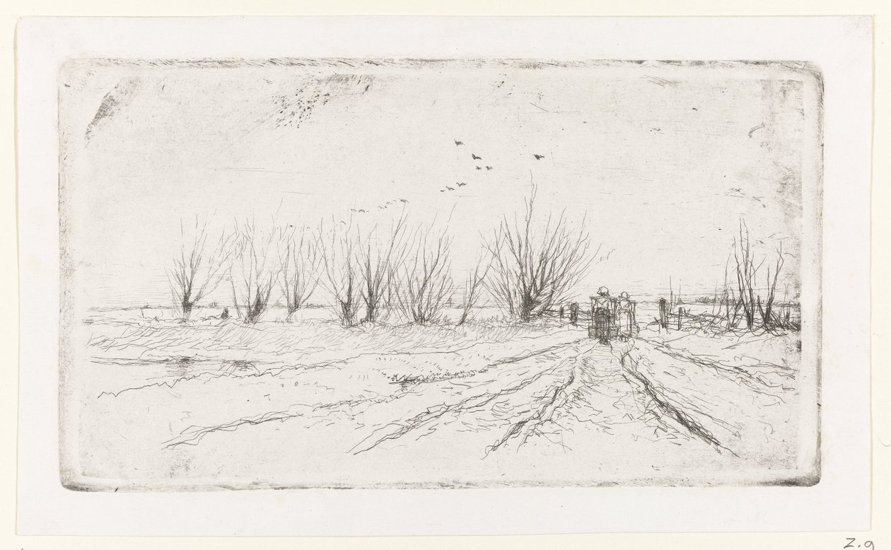 Paisagem de inverno com leiteiras de Anton Mauve