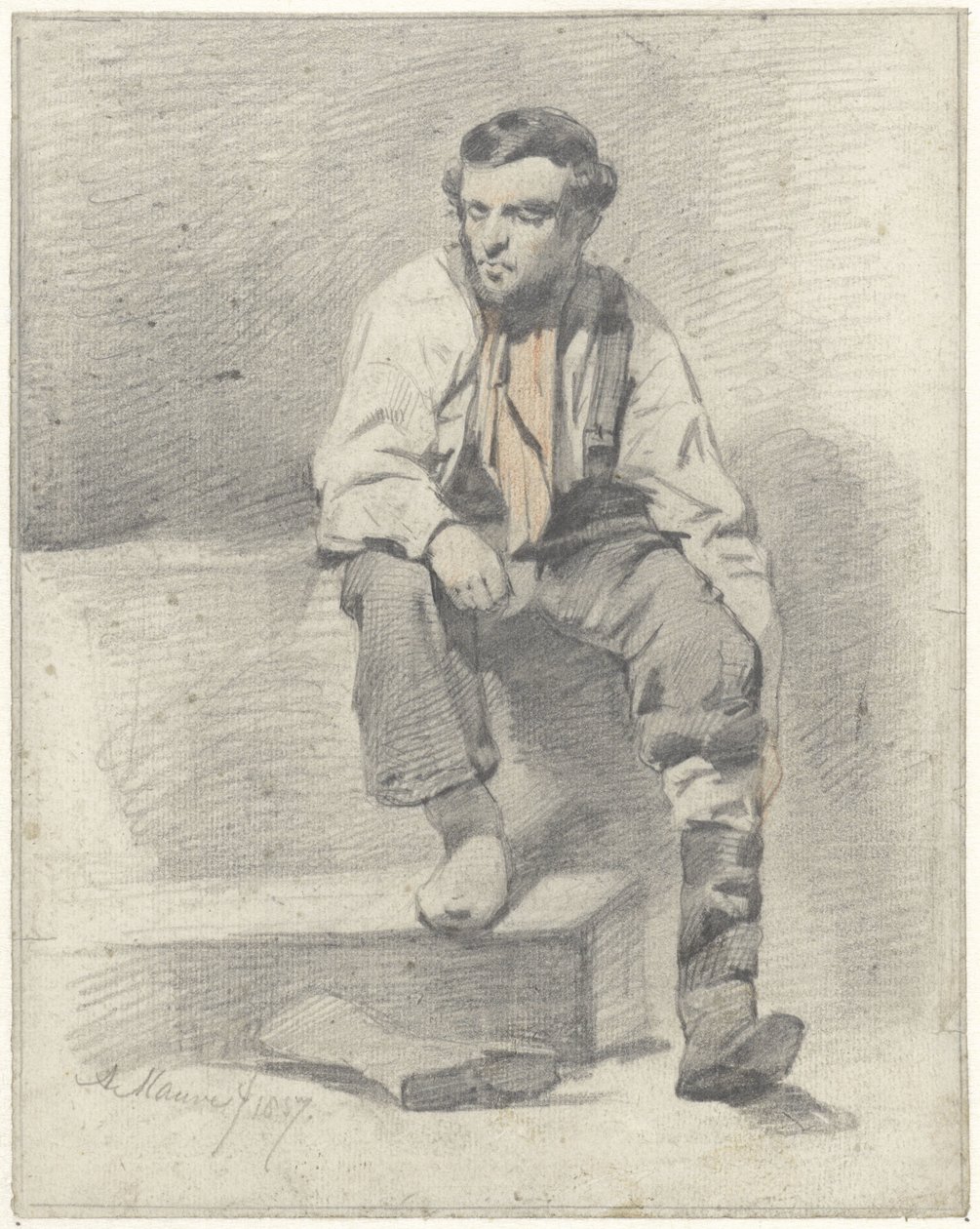 Trabalhador sentado de Anton Mauve