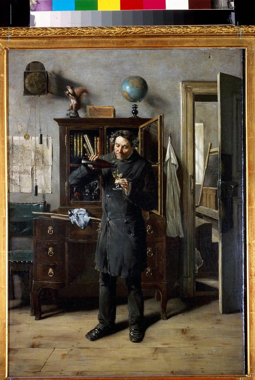 enseignant Ivrogne - Teacher Drunkard par Anton Eduard Muller (Mueller) (1853-1897) de Anton Muller