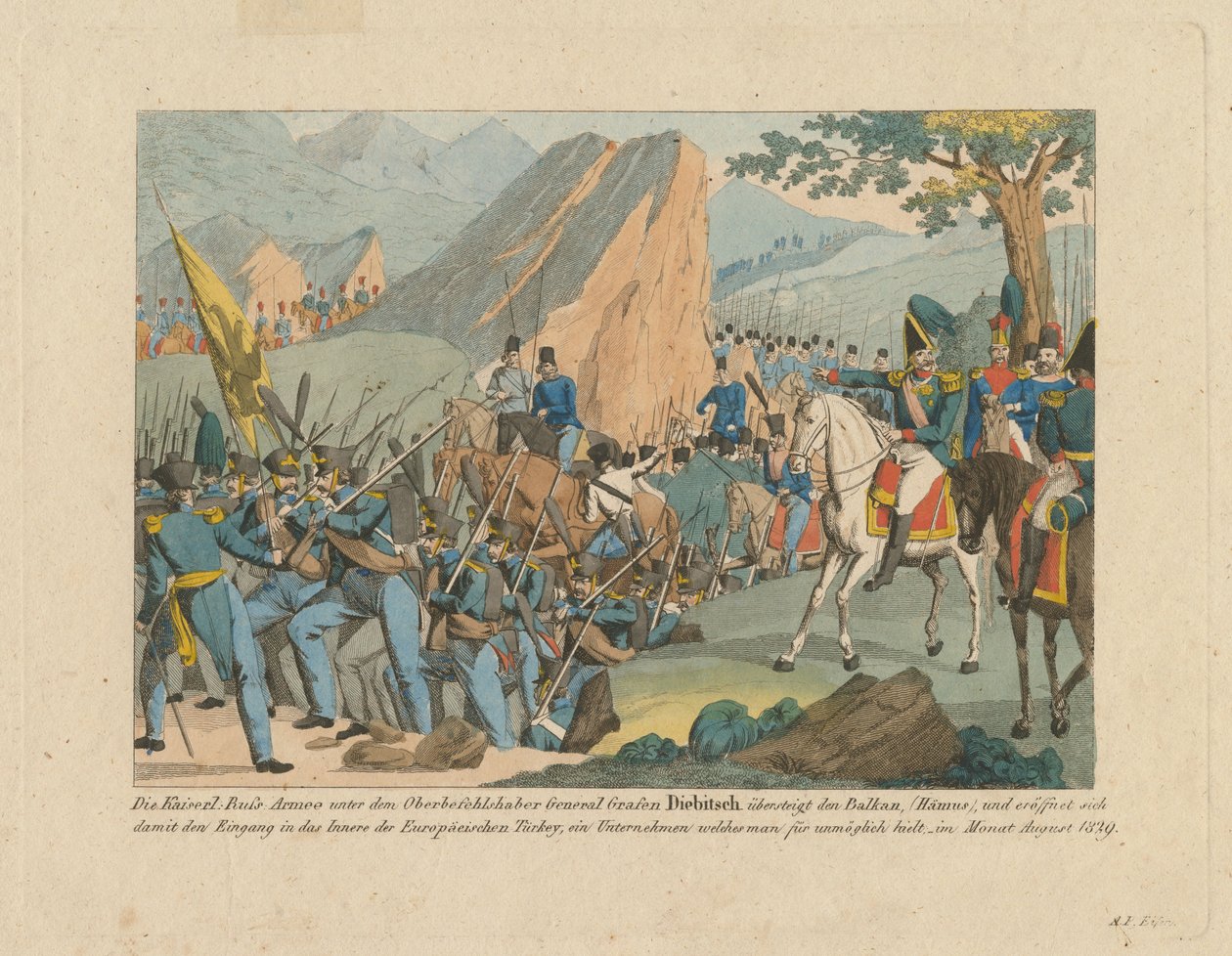 O Exército do Graf Ivan Ivanovich Diebitsch cruzando os Balcãs de Anton Paul Eisen